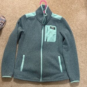 L.L. Bean Teal Fleece Jacket with Mint Trim